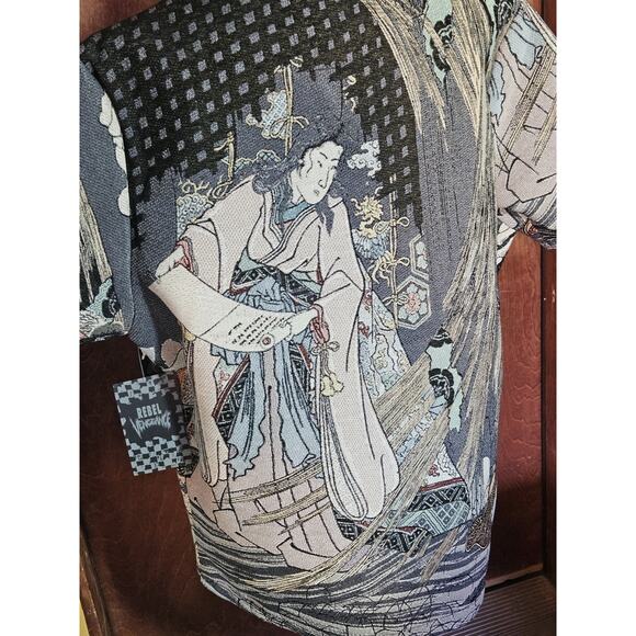 Rebel Vengeance LARGE All Over Print Japanese Samurai Skull Short Sleeve Jacket - Picture 9 of 14